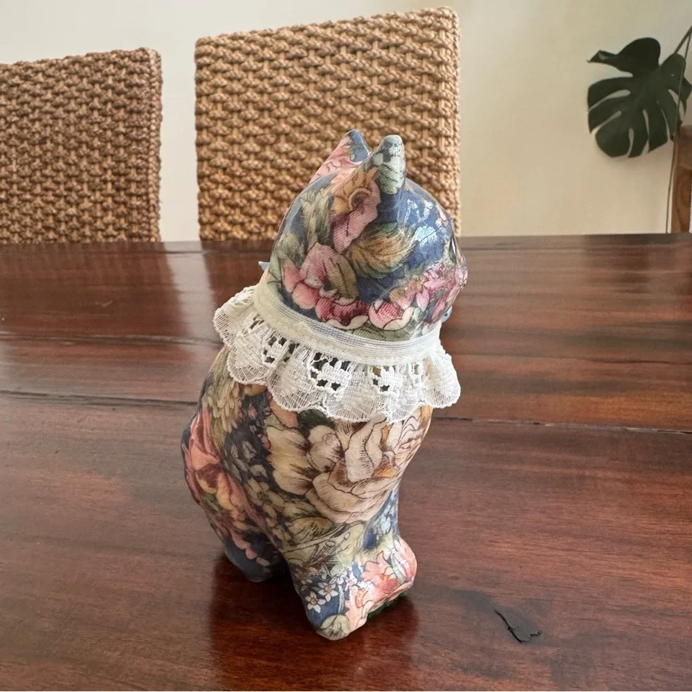 Vintage Glazed Decoupage Floral 5½